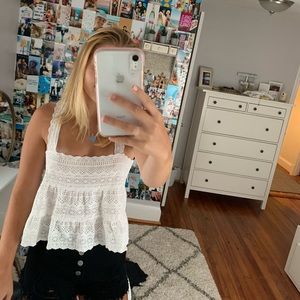 White eyelet tank